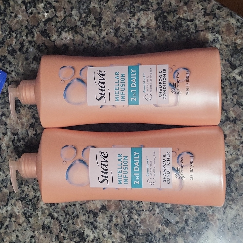 Lot of 2 SUAVE Micellar INfusion 2 in 1 DAILY shampoo & Conditioner each 28 fl o
